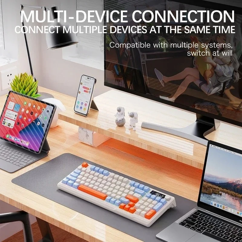 M96 Bluetooth Keyboard Wireless Screen Gaming Keyboard,Electronic Screen, Multi-Device Connection,Ergonomics Gaming