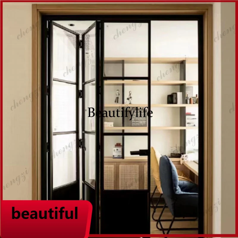 F181Z183 Customization Factory Custom-Made Lightweight Soundproof Fire-Resistant Panoramic Glass Aluminum Double-Folding Doors