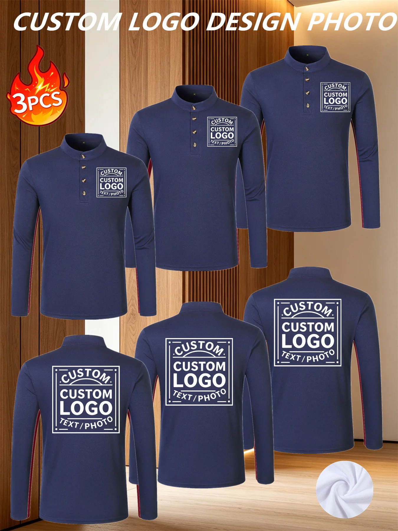 Custom 3pcs Lapel Polo Custom Logo Business Men And Women Short Sleeve Polo Company Brand Quality Tops Print Design
