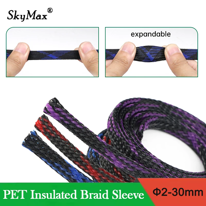 

Expandable Cable Sleeve 2mm - 30mm PET Braided High Density Flexible Insulated Wire Protection Wrap Sheath 1 ~ 50 Meters