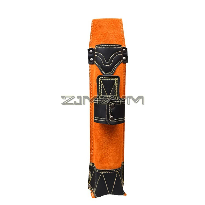 Flame-Resistant Electrode Bag, Welding Rod Pouches, Leather Electrode Holder with Hammer Holder, 35x7x5cm