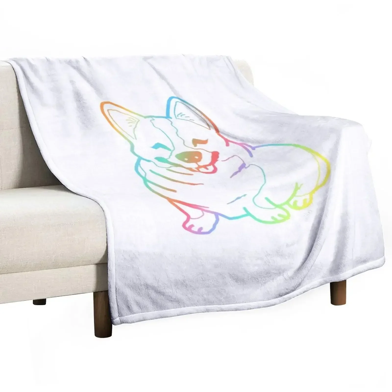 Holographic fat corgi magnet Throw Blanket Furry Large Thermals For Travel Luxury Thicken Blankets