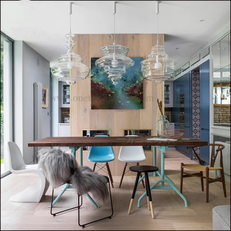 New Transparent Glass Dining Room Led Pendant Lights Vintage Living room Restaurant Hall Pendant Lamp Loft Deco Hanging Lamp