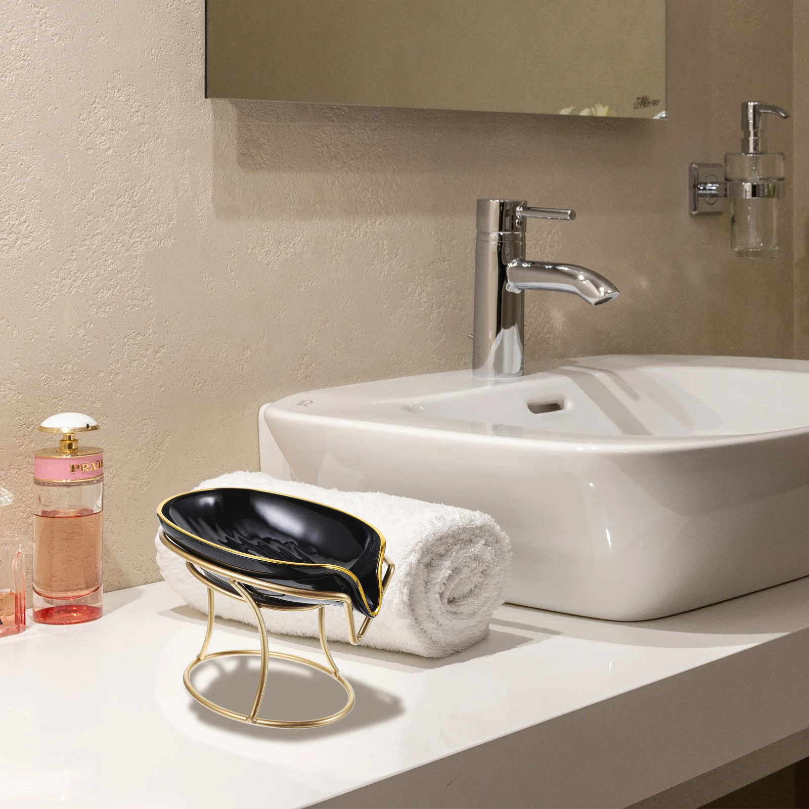 

Premium Self Draining Soap Holder White Tilted Detachable Sturdy Bathroom Kitchen Storage Rack Bar Soap Tray Dish