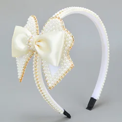 Elegant Pearl Butterfly Hairbands Fashion Rhinestone Bow Headband Ribbon Hair Hoop Headwear Girls Hair Accessories