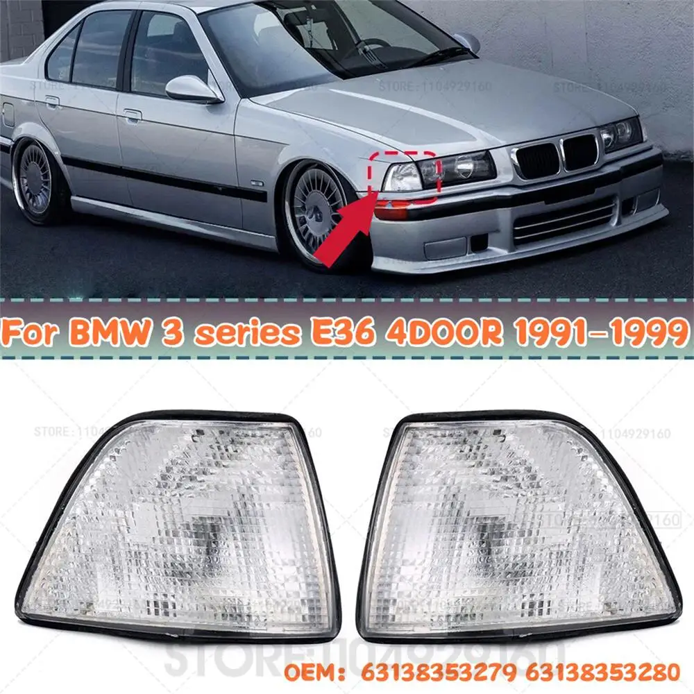

For 1991-1999 E36 BMW 318i 318ti 320i 325i 328i M3 4DOOR Car Corner Turn Signal Light White Yellow Gray 63138353279 63138353280
