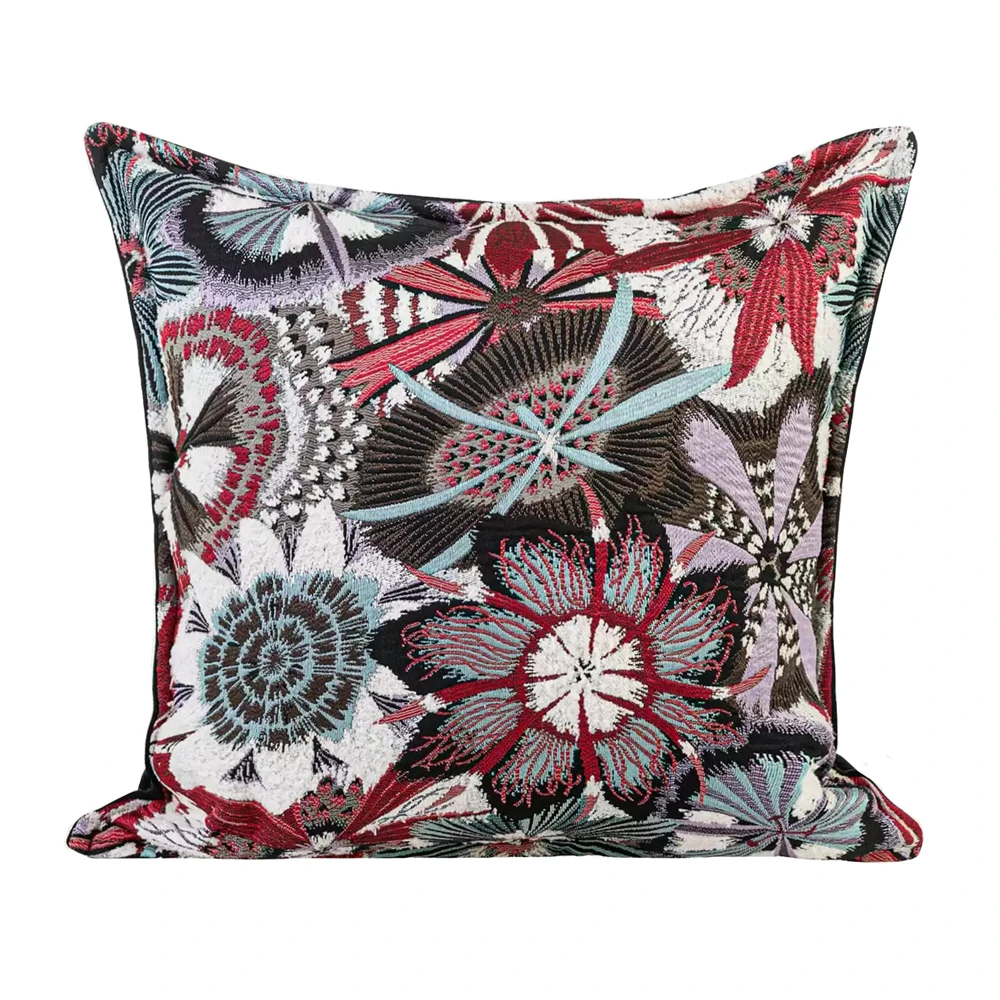 American Style Woven Luxury Vintage Plant Flower Pillow Case 45x45cm Square Lumbar Cushion Cover 30x50cm 1 Piece Pack