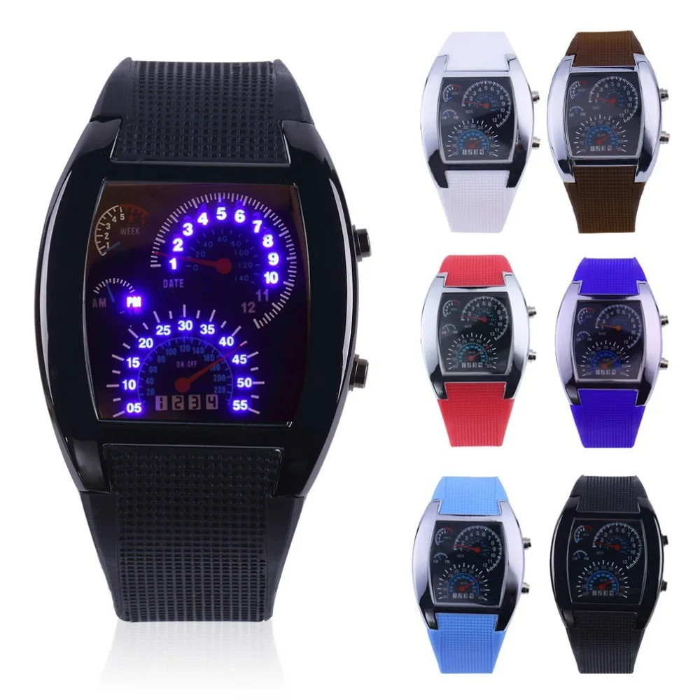 1pcs Aviation LED Electronic Watch Fan Dashboard Men Sports Digital Watch Wholesale Hot Selling