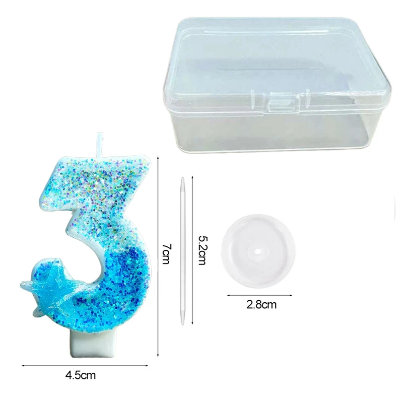 Gradient Blue Starfish Digital Birthday Candle - Cake Decoration Party Supplies