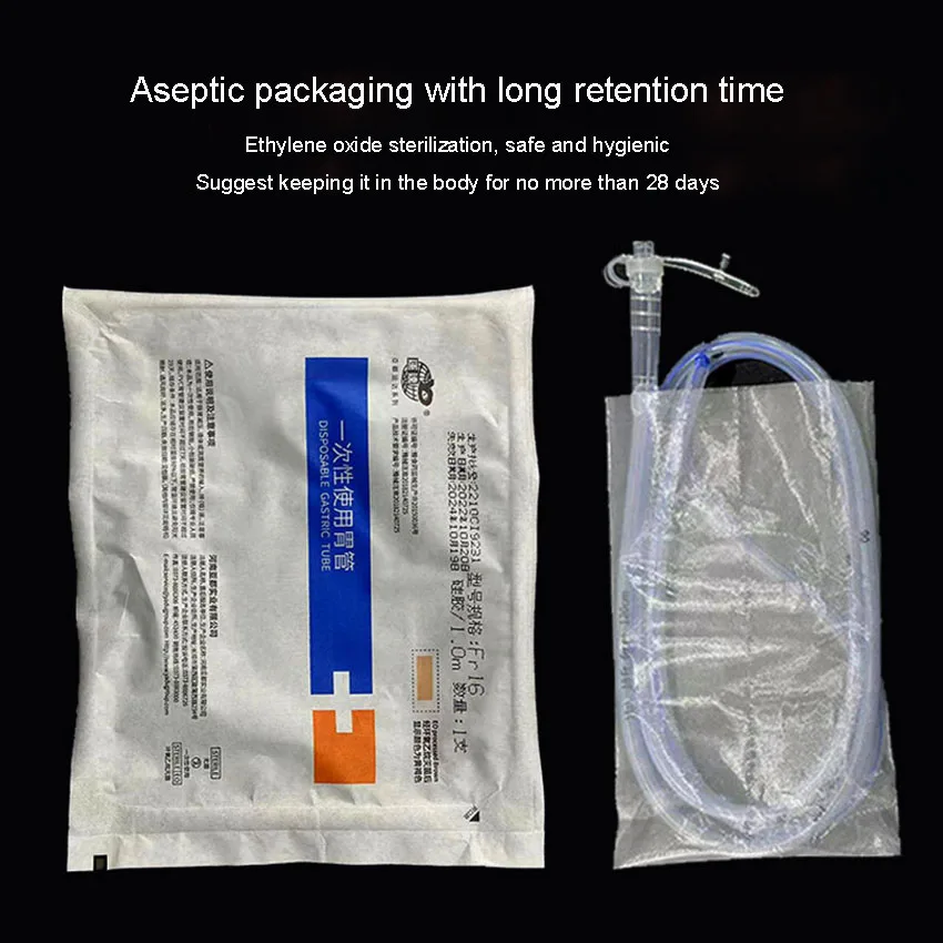 10 Disposable 1m Gastric Tubes for Liquid Feeding Nasal Feeding Sterile Medical Independent Packaging Made of Silicone Material