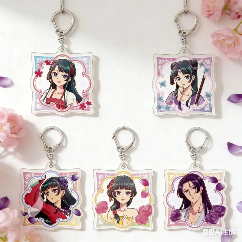 5 Stück Beliebter Anime The Apothecary Diaries Maomao Jinshi 6CM Acryl-Schlüsselanhänger Taschenanhänger Auto-Schlüsselanhänger HD-Zubehör Spielzeug als Geschenk