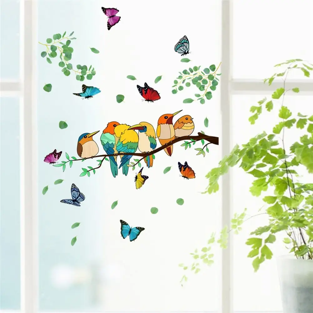 Kids Room Background Double-sided Visual Home Decor Non Adhesive Window Stickers Static Stickers Butterfly Decals Window Film