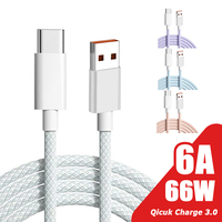 6A 66W USB Type C Cable QC 3.0 Fast Charging Braided Data Cord For Huawei P30 Xiaomi 14 Redmi 13 Samsung Oneplus 11 POCO X5 F5