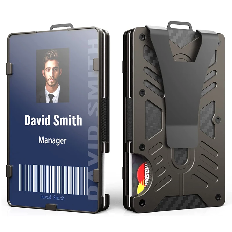 Tactische Portefeuilles Met Duidelijke Id-Badgehouder Rfid Blocking-Edc Aluminium Metalen Portemonnee Creditcardhouder Met Geldclip