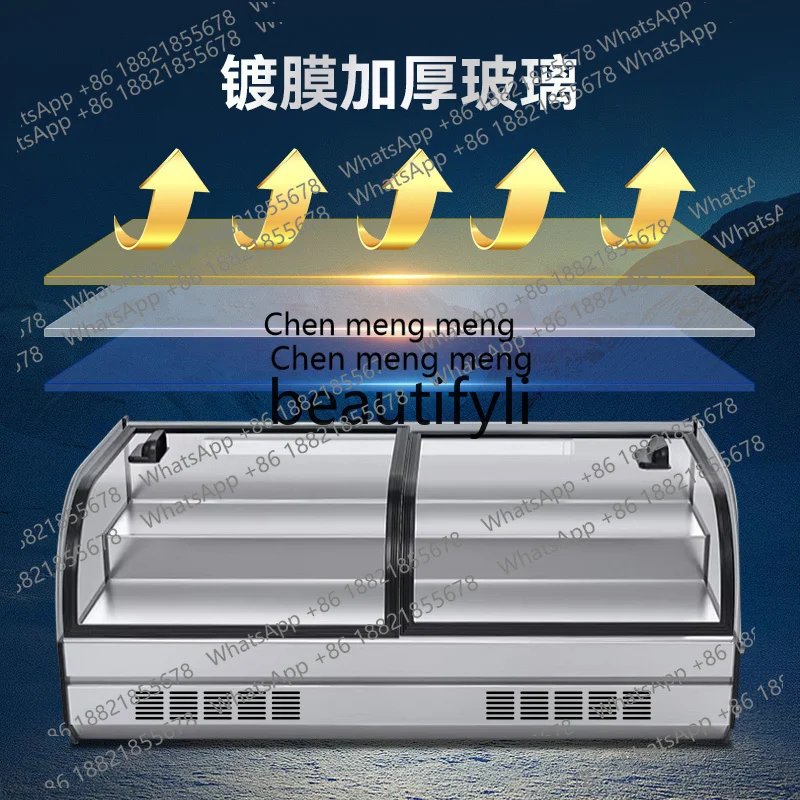 

Zi5556 Горячая распродажа: Настольный трехъярусный холодильный прилавок-витрина для ночного рынка, мобильный прилавок-фризер для коммерческого хранения свежих продуктов