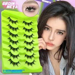 GROINNEYA Manga Lashes 3D Mink False Eyelashes DIY False Eyelashes Daily Natural Soft Cross Eyelash Extension Party Party Makeup