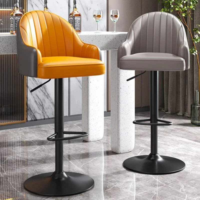 Sillas De Bar giratorias De Metal, taburete De diseño minimalista moderno, silla negra, Sillas De Cocina nórdicas, muebles modernos