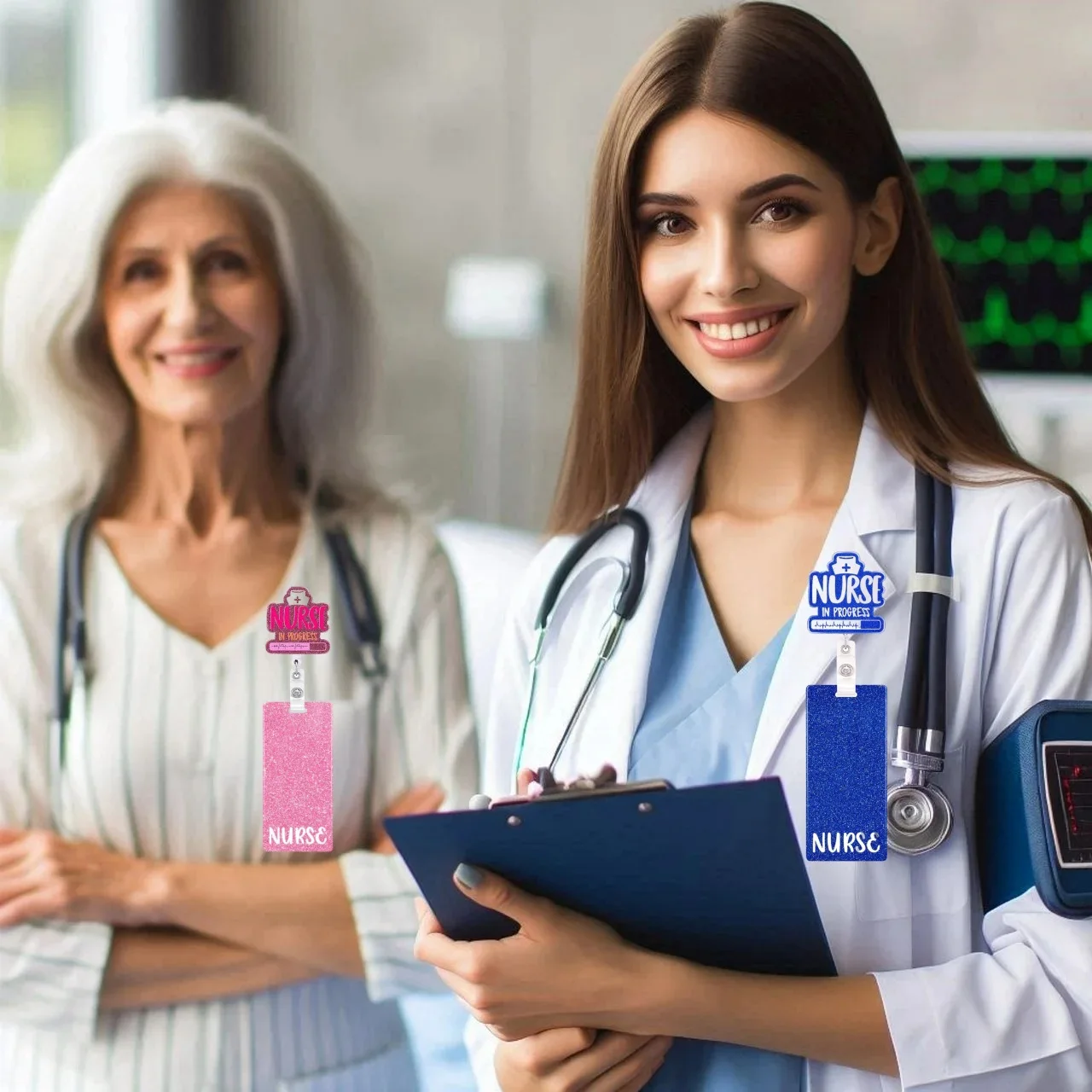 ملصقات علامات اسم معرف الممرضة من الأكريليك، شارة موظف المستشفى، ملصق تحديد العمل، علامة صدر الطبيب، بطاقة عمل بلاستيكية #3