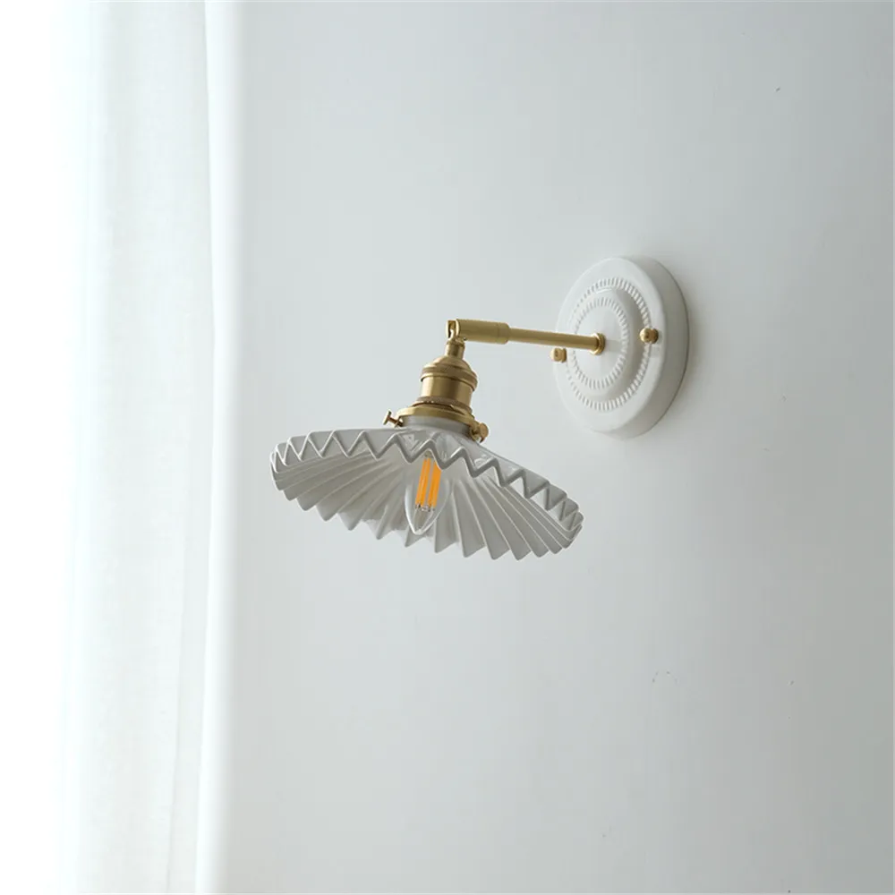 Modern Copper Ceramic Rotary LED Wall Light Sconce Fixture For Bathroom Mirror Bedroom Bedside Lamp Home Decoration Lighting