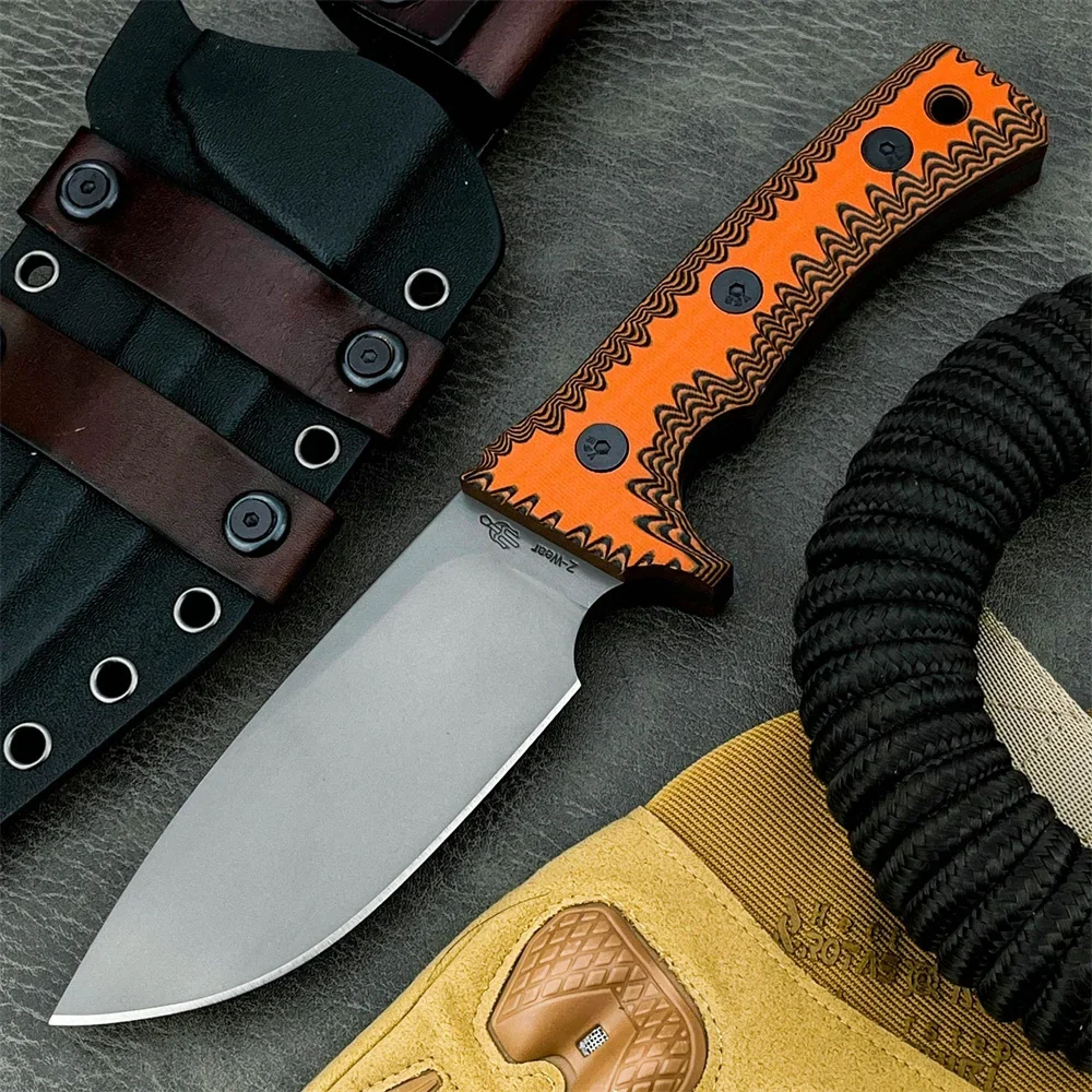 Full Tang Fixed‑Blade Survival Knife 8Cr13MoV Blade, Bright Orange Non‑Slip G10 Handle, Portable EDC Utility Tool for Camping