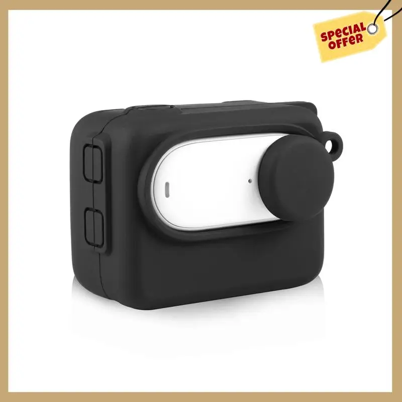 حافظة بطارية الكاميرا Shadowstone Insta360 Go3 مثبت الإبهام من السيليكون مع حافظة واقية بحبل متينة باللون الأسود