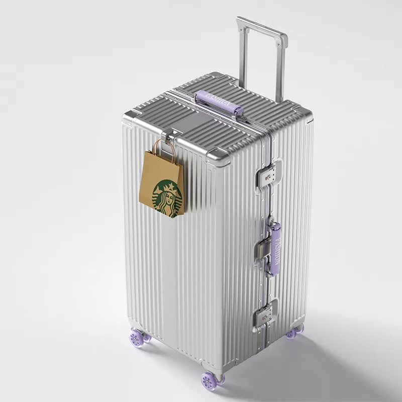

26/30inch Large Capacity Suitcase Aluminum Frame with Colorful Spinner Wheels TSA Lock Rolling Luggage High-quality PC Material