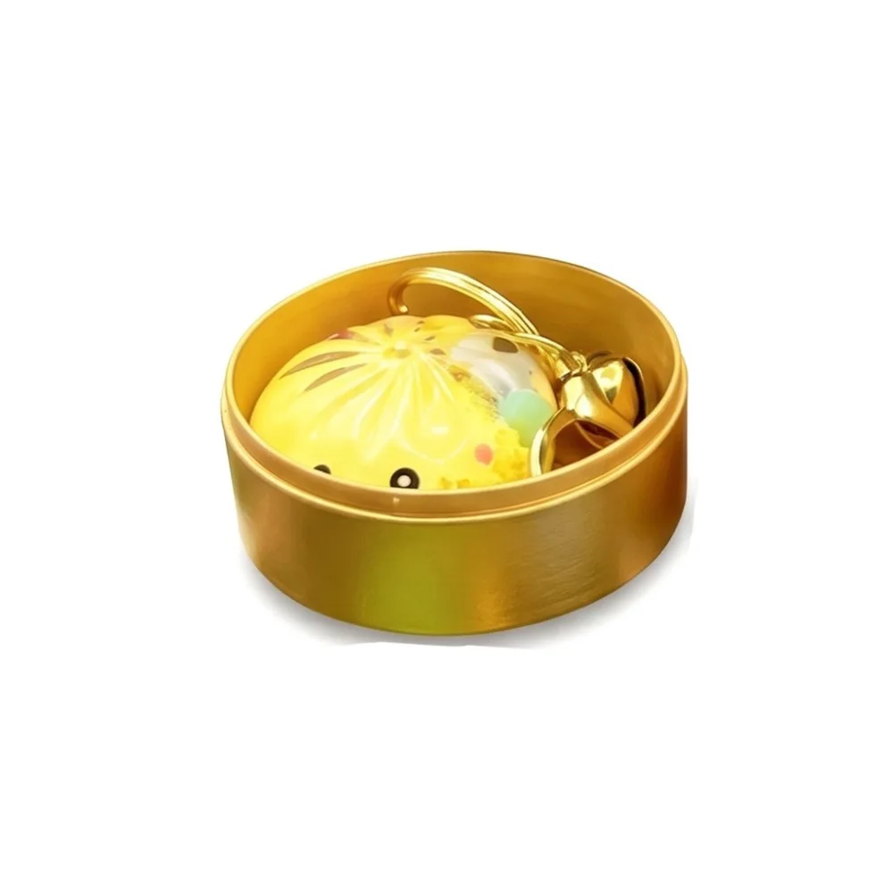 Colorful Expression Bun Keychain Cute Cartoon Miniature Simulation Steamed Bun Pendant with Steamer Acrylic