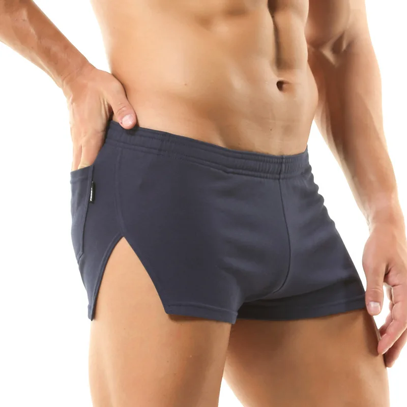 Men's Underwear Boxer Shorts Arrow Panties High Quality Sleep Bottoms Side Slit Loose Boxers Underpants Shorts
