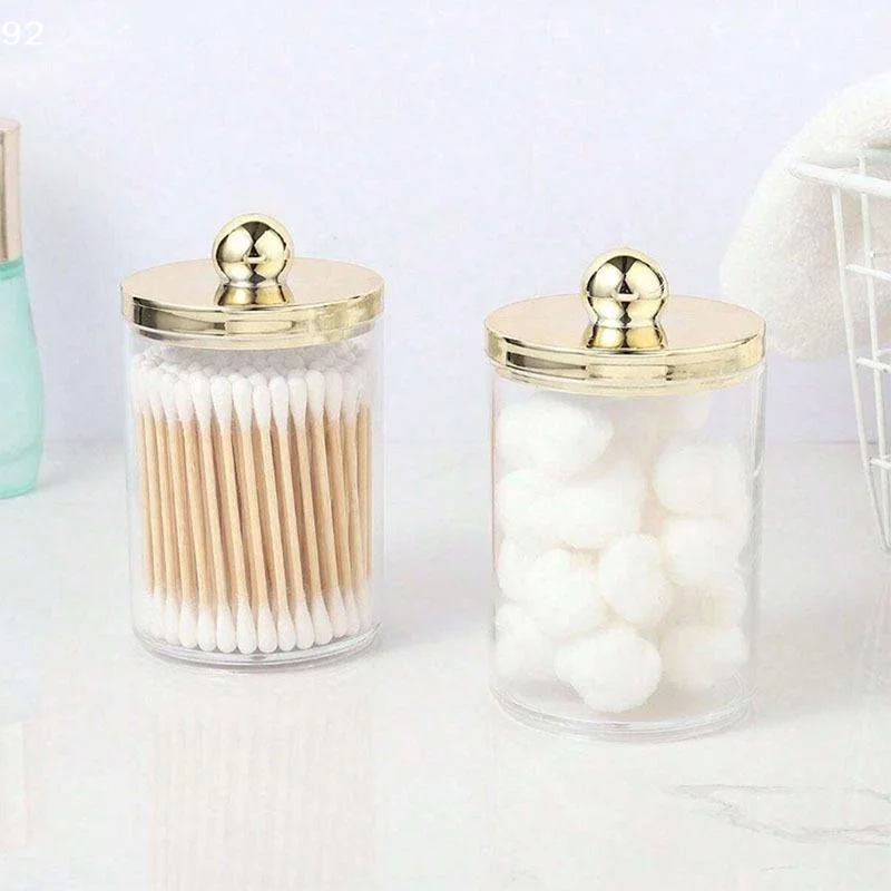 Qtip Holder Bathroom Container Cotton Ball Cotton Swabs Pads Dispenser Apothecary Jar With Lids Organizer StorageCentury House