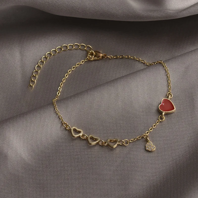 Pulsera de borla de corazón de celebridad de Internet de estilo coreano para niñas, estudiantes, pulsera tipo Súper Hada, regalo de cumpleaños de hermana, joyería al por mayor