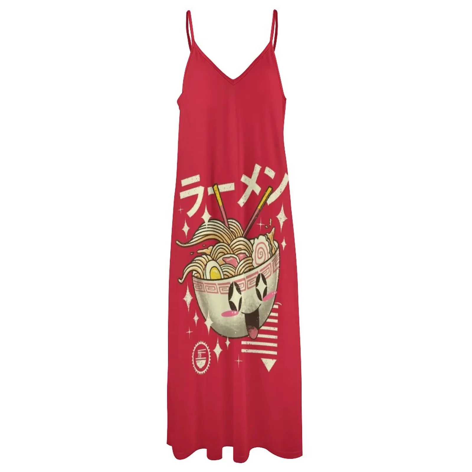 Vestido sem mangas Kawaii Ramen para mulheres, vestidos para ocasiões formais, verão 2023