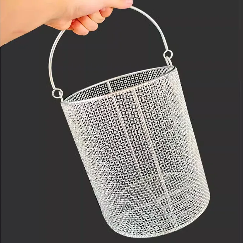 

OD.20cm SUS304 stainless steel metal parts cleaning net dryer basket strainer box extra ear with handle ultrasonic cleaner