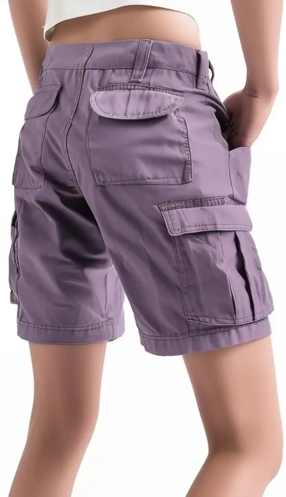 Women Low Rise Cargo Shorts Purple 2024