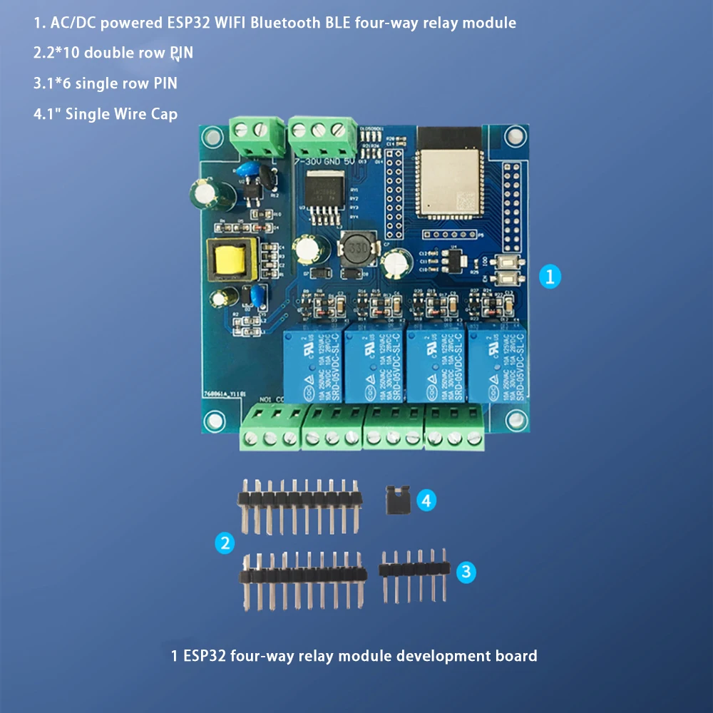 AC / DC Power Supply ESP32 WiFi Bluetooth BLE 4 Channel Relay Module ESP32-WROOM Development Board