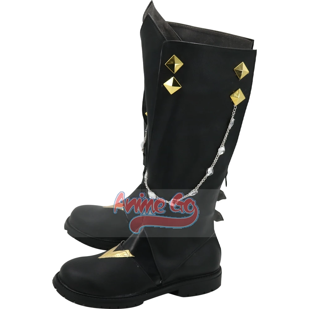 Genshin Impact Tartaglia Cosplay Sapatos para Crianças, Fatui Black Boots, Halloween, C00152