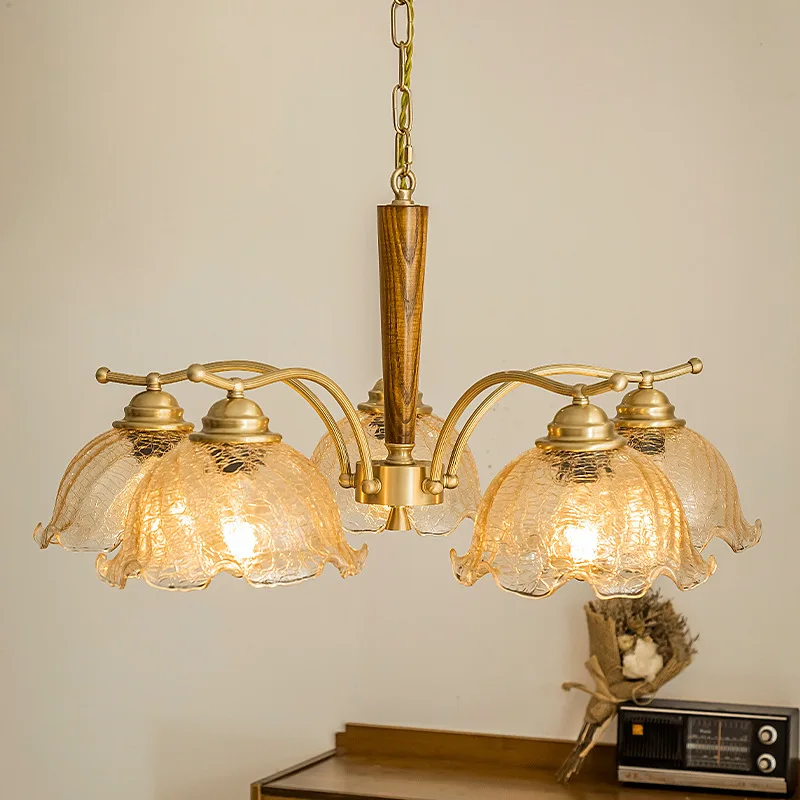 

Medieval Western living room, bedroom, dining room, study, brass solid wood, cracked European glass chandelier