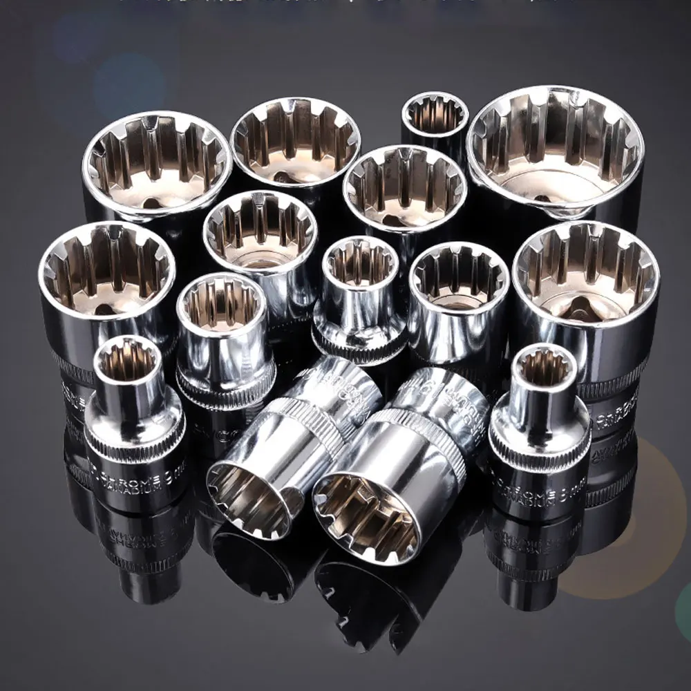 1Pcs 1/2" Drive 12 Point Socket Bit 8-32mm 12 Tooth Ratchet Wrench Socket Set for Car Auto Repair Hand Tool