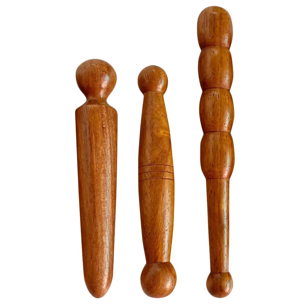 3 Pcs Massagers Feet Muscle Scraping Tool Hand Tools Roller Stick Wood Thai Foot Mahogany Beauty Massage Stick