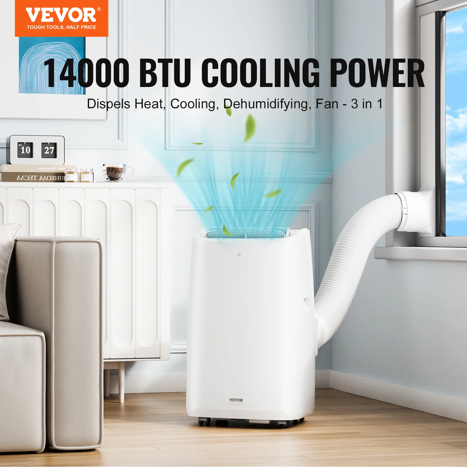 VEVOR Portable Air Conditioners,3-in-1 Portable AC Unit w/Remote Control,for 550-700 Sq.Ft,Cool/Dehumidifier/Fan Mode &Low Noise