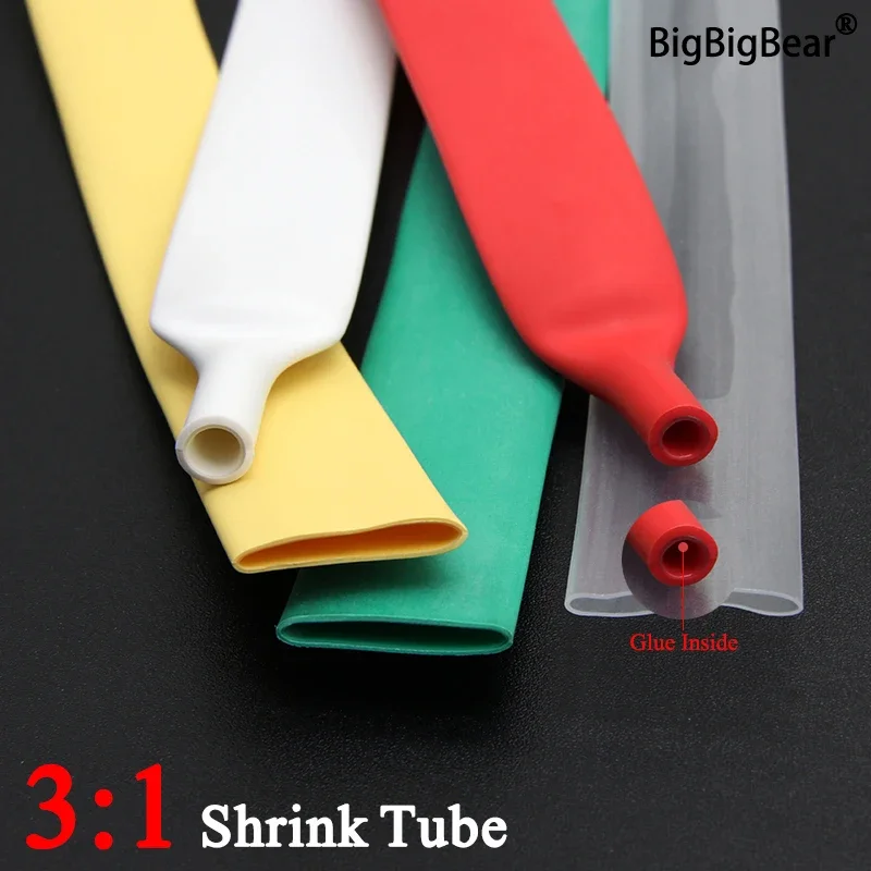 1M 3:1 Heat Shrink Tube With Double Wall Glue Tube Diameter 1.6/2.4/3.2/4.8/6.4/7.9/9.5/12.7/15.4/19.1/25.4/30/39/50mm