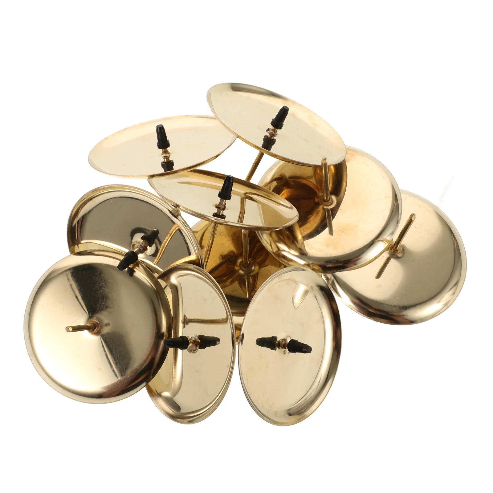 

10pcs Plate Decorative Iron Tray For Holiday Party Wedding Black Holder Gold Pedestal Stand Votive Accessories