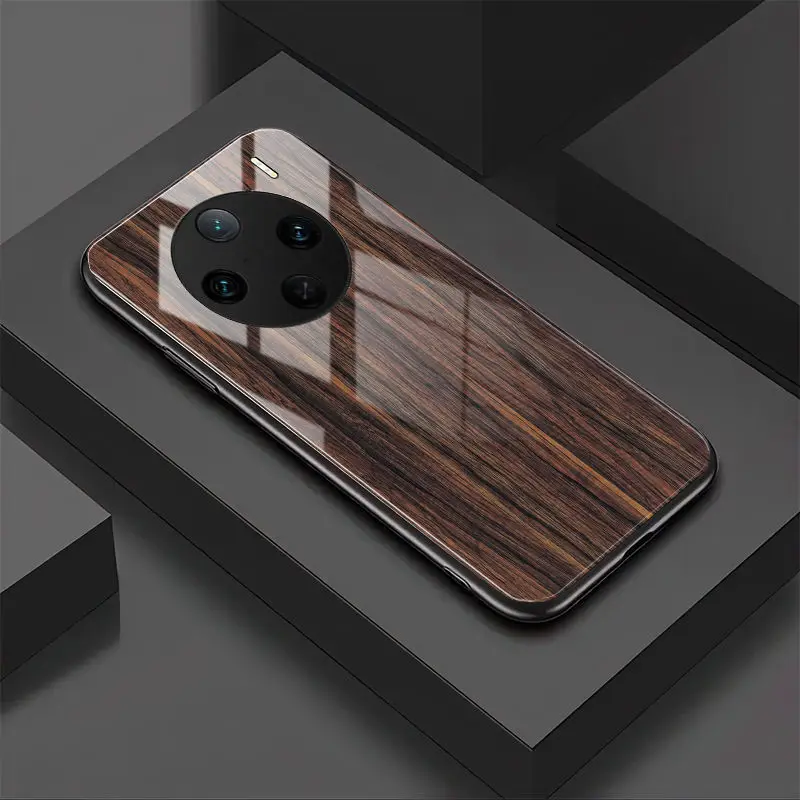 For VIVO X100 Pro Case Hard Tempered Glass Wood grain Protective Back Cover Case For VIVO X100 X100Pro Full Cover Phone Shell