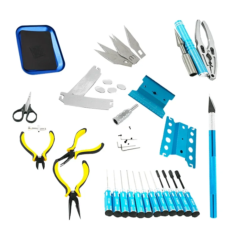 24 in 1 RC Car Tool Kit - Screwdriver Set (Flat / Phillips / Hex) Pliers/Wrench/Reamer Stand Repair Tools for RC Cars Quadcopter