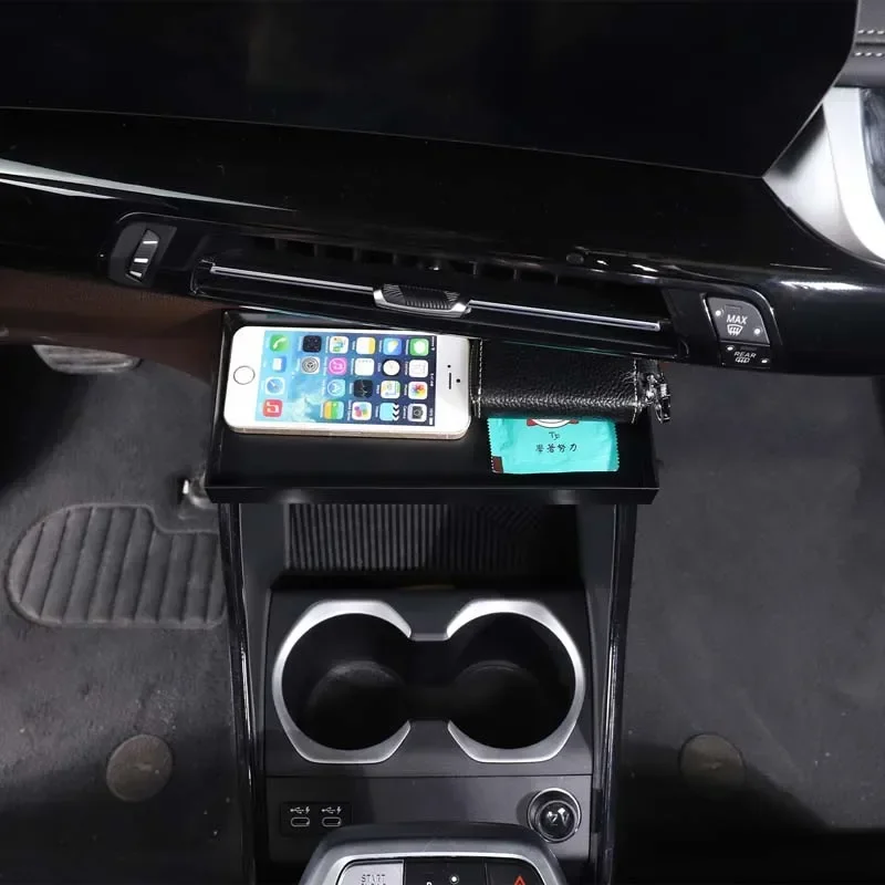 

Для BMW X1 iX1 U11 2023-2024 ABS черный автомобильный органайзер на центральной консоли лоток для хранения ящик для хранения мобильного телефона автомобильные аксессуары