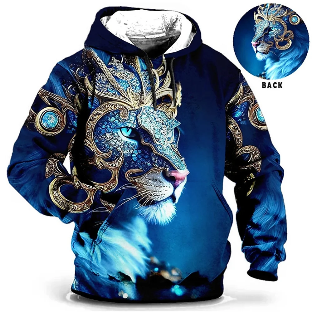 Animal Hoodie For Men Tiger Print High-Quality Men\'s Pullover Autumn Fashion Top Street hoodie Designer Long Sleeved Sportswear