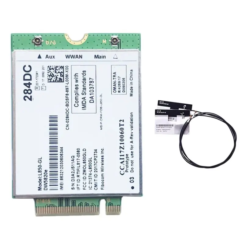 New Arrivals-L850-GL LTE 4G Card Module+ Antenna Kit 0284DC 284DC DW5820E For Dell Laptop 3500 5400