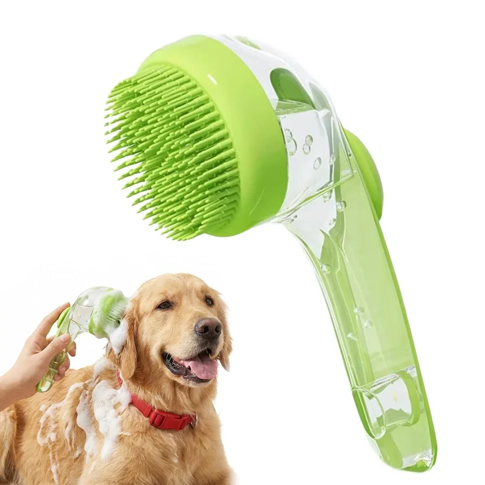 Cepillo de Baño para Mascotas con Mango Largo, Silicona Suave, Herramienta de Limpieza para Ducha, Cepillo de Aseo con Dispensador de Champú para Perros y Gatos