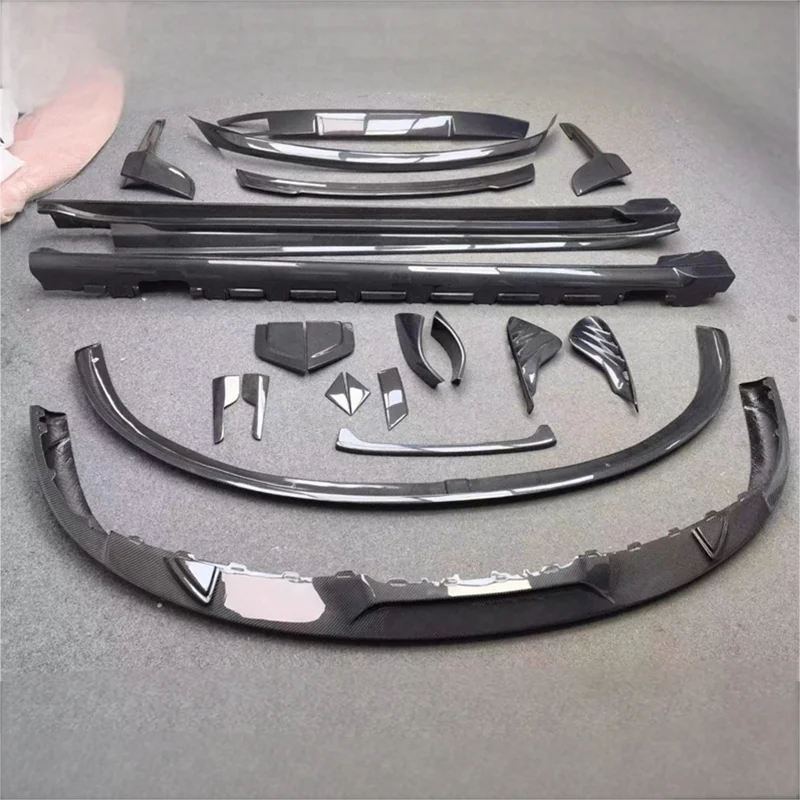 포르쉐 Taycan ReaI 탄소 섬유 범퍼 프론트 립 리어 립 사이드 스커트 테일 윙 윈드 나이프 스포일러 키트