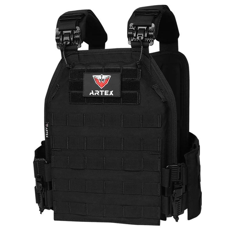 ARTEX 1000D Polyester Tactical Plate Carrier Vest Quick Release MOLLE Airsoft Paintball Combat Gear Black