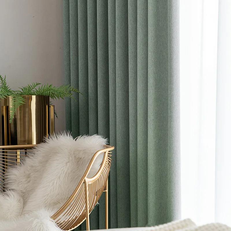 Modern Comfortable Imitation Cashmere Curtains for Living Room Monochromatic Curtain Blackout Curtains Bedroom Multi-Color